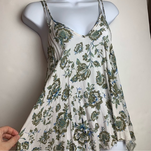 AEO 'Don't Ask Why' Green White Floral Spaghetti String Tank Top - OS - Picture 1 of 16